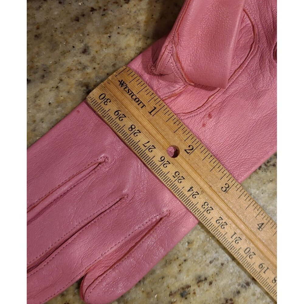 Vintage Womens Size S Pink Leather 8" Short Gloves Cabretta - Picture 15 of 16